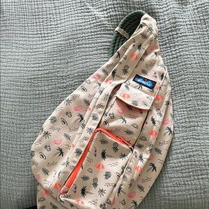 Kavu Beige Sling Bag with Tropical Accents